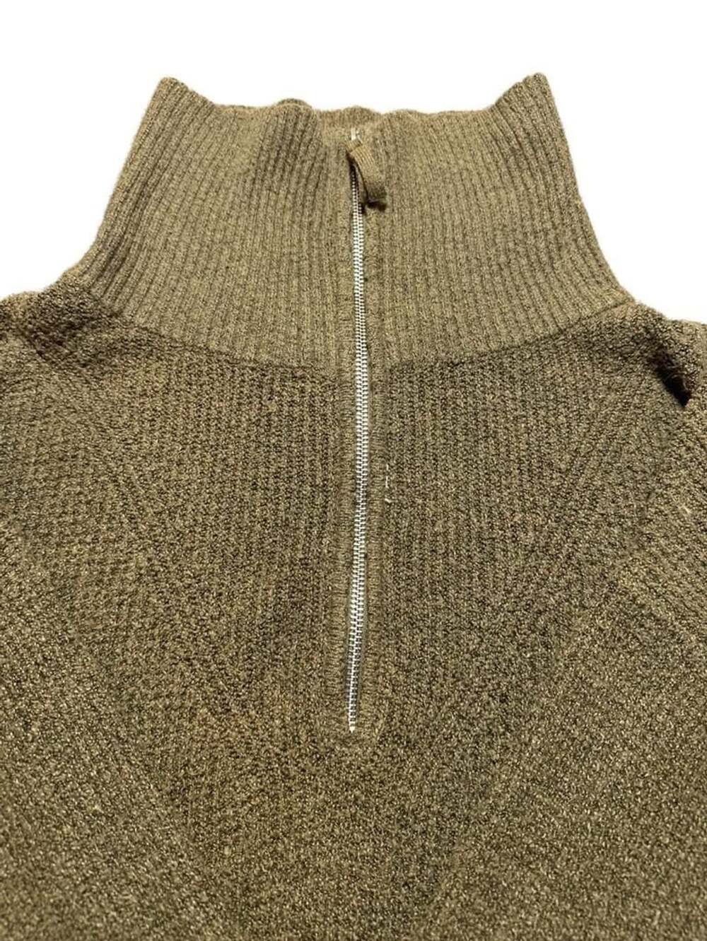 Aerie Olive Green Quarter-Zip Oversized Waffle Sweater Grunge India Distressed